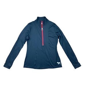 Pink Victoria’s Secret black half zip long sleeve shirt